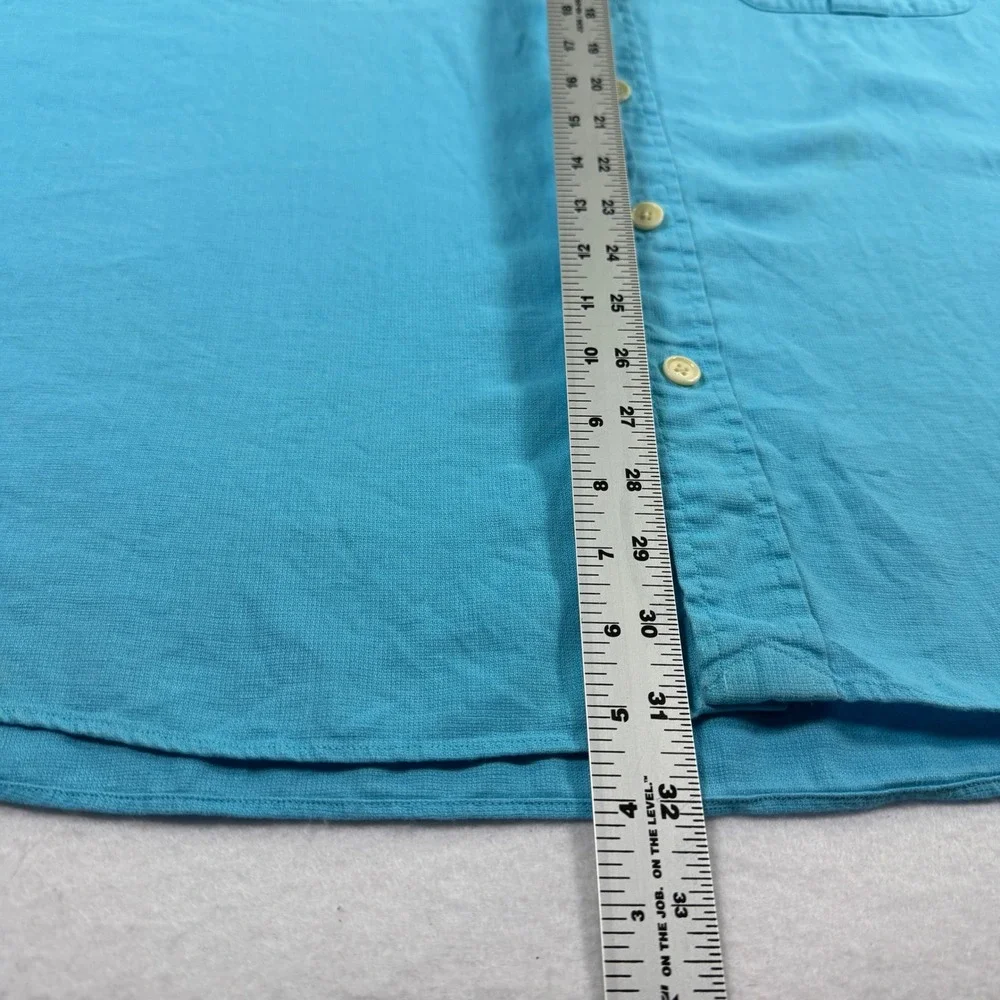 Vintage Polo Ralph Lauren Mens 2XB Blue Linen Cotton Short Sleeve Button Pockets